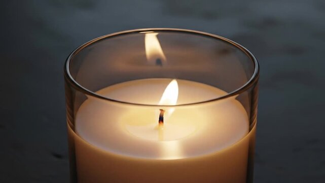 Captivating candle flame flickering in a glass holder creating a warm and relaxing ambiance