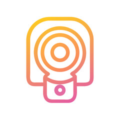 Gradient Abstract Camera Icon on Black Background with Circular Target Design