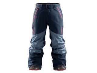 Dark blue denim work pants with reinforced knees isolated on transparent background