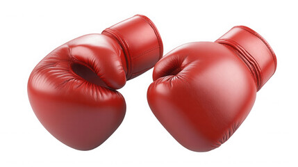Two red boxing gloves ready for a tough fight on transparent background