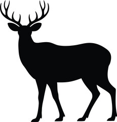 Fototapeta premium Deer silhouette majestic stag with antlers standing gracefully