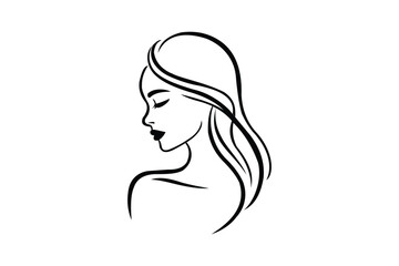Minimalist Line Art of a Woman, Elegant Female Portrait, Simple Beauty Illustration, Fashion and Beauty Design. Resize and editable, ES 10.