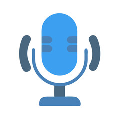 Flat Style Blue Microphone on Black Background for Podcast and Studio Use