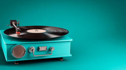 A vintage record player with an old blue record player