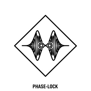 Phase lock loop symbol with oscillating signal inside diamond shape