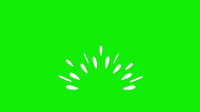 White accent burst, loopable hand drawn doodle animation on a green background