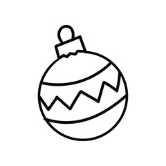 Simple line drawing of a festive Christmas ornament on a white background