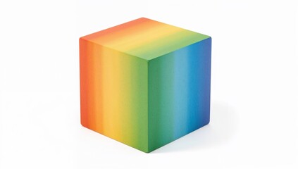 Fototapeta premium Colorful wooden cube for children room furniture, modern rainbow block decor, playroom organization, montessori educational toy