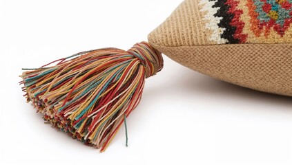 Boho decorative pillow with colorful tassel for children room furniture, cozy textile accent for playrooms and kids bedrooms