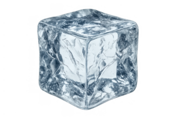 Ice cube showing transparent frozen water, cooling drinks, refreshing cold beverages detail, isolated