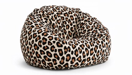 Leopard beanbag chair for children room  cozy animal print seating, modern kids furniture, playroom decor, trendy comfortable lounge seat
