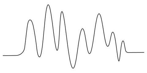  Continuous single line sound wave , one line audio waveform icon minimalist soundwave design.