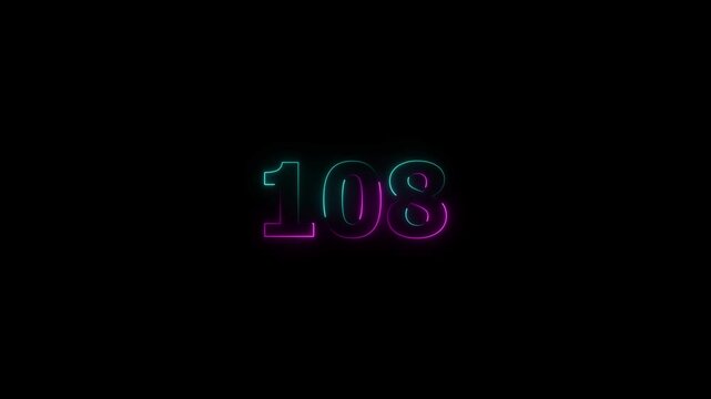 Neon 10 number mathematics text icon animation on black background. Glowing neon 10 motion graphics animation. Digits with glowing lights loop and bulbs. 4k video.