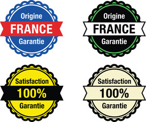 Obraz premium Set of Four Guarantee and Certified Origin Vector Seals or Badges, Including 