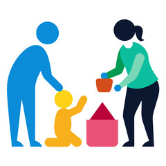 Family playing with blocks together