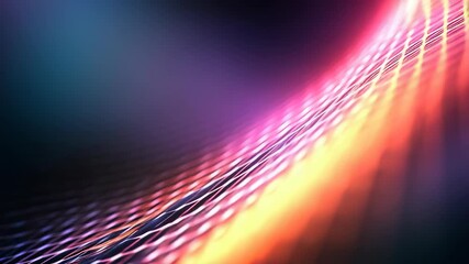 Colorful illuminated lattice design with a wave like structure and radiant gradient lighting. Perfect for technology, innovation, and creative digital art concepts in contemporary visuals