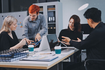 Multiracial business people having meeting