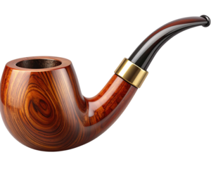 A classic vintage wooden tobacco pipe displayed in a clean side profile, featuring a 