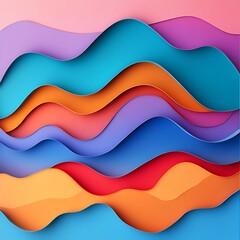 Abstract colorful wavy paper cut layers background