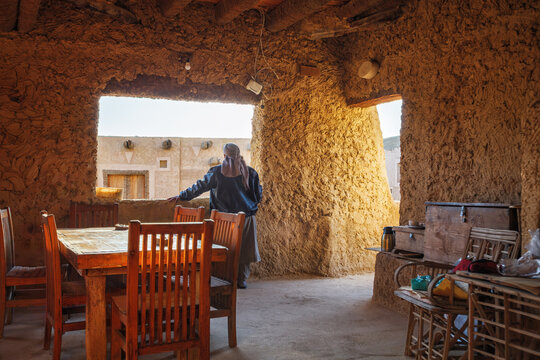 Interior of a mud-brick house in Shali in Siwa, Egypt