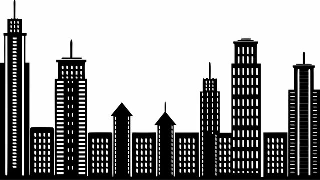 Sleek city skyline with modern skyscrapers perfect for urban development projects and business reports offering a clean, professional graphic element