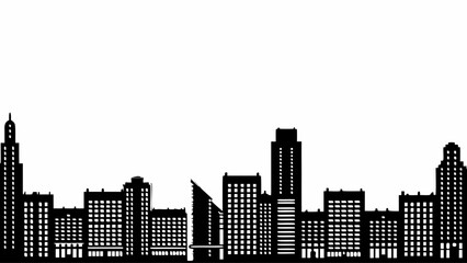 Striking black and white silhouette skyline offering versatile modern city design for corporate branding projects