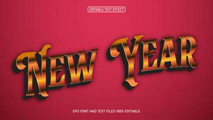 New Year 3D Gold Retro Style text effect