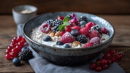 Healthy Breakfast Bowl With Fresh Berries