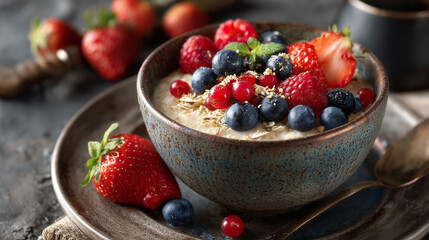 Healthy Breakfast Bowl With Fresh Berries