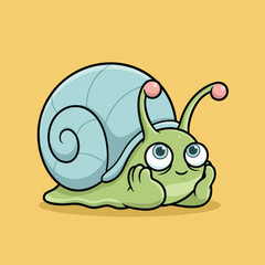 Cute Cartoon Snail with Big Eyes Illustration.