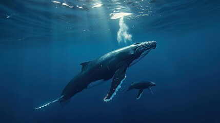 Humpback Whale Collection: Assorted Humpback Whale Shots (Close-Ups, Breeching, Gliding, Swimming) in Ocean Settings (Clear Blue Water, Sunset Skies, Deep Dark Seas) for Marine Wildlife, Nature, and A
