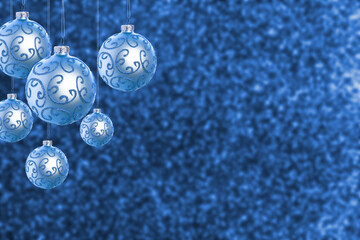 Christmas balls against blurred background. Happy winter holidays