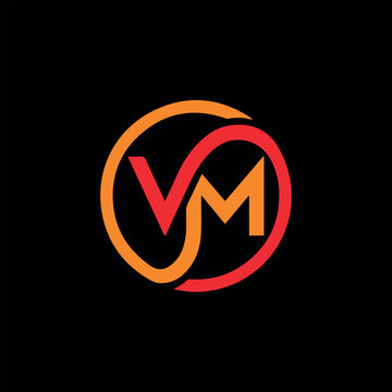letters vm or mv text logo design vector
