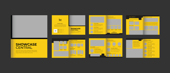 Creative product catalog brochure and multipurpose portfolio template. fully background yellow and black design