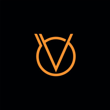 letters ov or vo text logo design vector