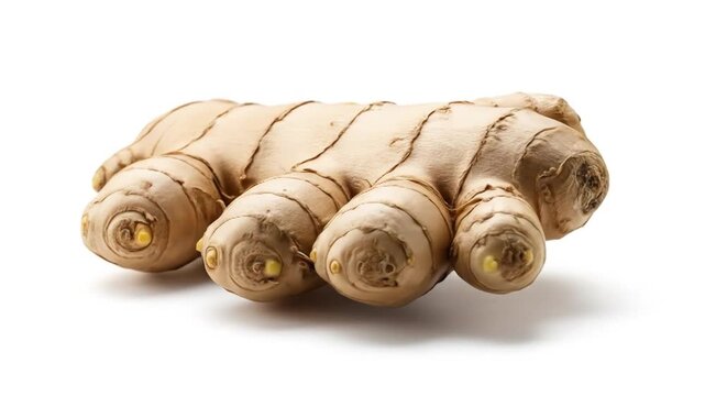 Collection of ginger root isolated on white background, healthy and aromatic spice close up,
