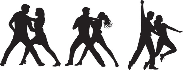Silhouette of people dancing latin dance passion and connection concept