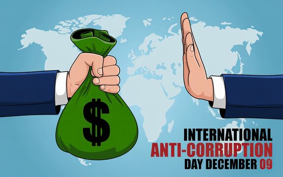 Businessman rejects bribery, promoting integrity on anti-corruption day.