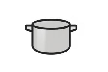 Stainless steel stockpot cooking kitchenware icon with two handles, ideal for food preparation and culinary concepts