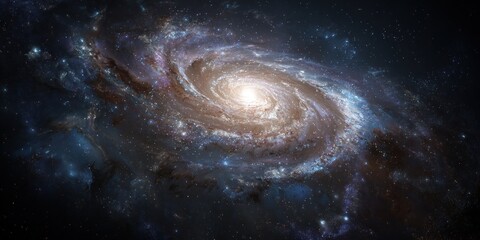 A stunning spiral galaxy with bright center and swirling arms.