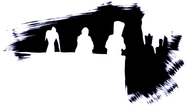 Abstract digital figures observing a dynamic scene with vibrant neon energy lines