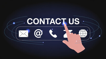 UI concept for contact us section showing icons for email, web, phone, and message. Contact and support icons help streamline business communication and improve customer contact experience. Spline