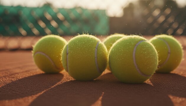 Tennis Balls on Clay Court - Powered by Adobe