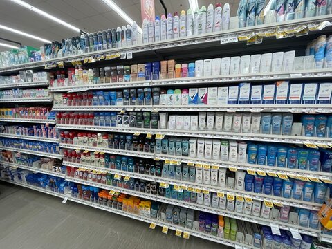 Grocery store HBC care section deodorant aisle