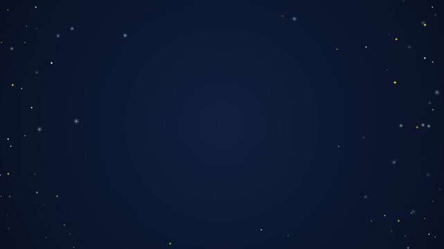 Night sky Christmas frame, deep blue background with golden stars border animation