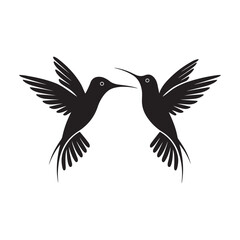 Obraz premium Flying Hummingbird Silhouette Pair – Elegant Bird Illustration for Nature, Wildlife, Logo, and Decorative Designs