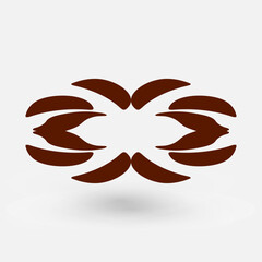 Symmetrical border design composed of stylized brown elements creating elegant Art Nouveau inspired frame Vector illustration