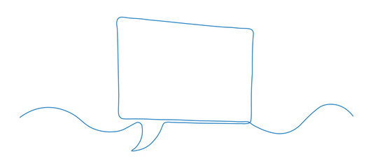 Fototapeta premium Dynamic single line speech bubble floating on waves for creative communication or innovative message ideas, perfect for websites and social media campaigns