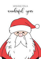 Christmas card with Santa Claus and Christmas greeting 