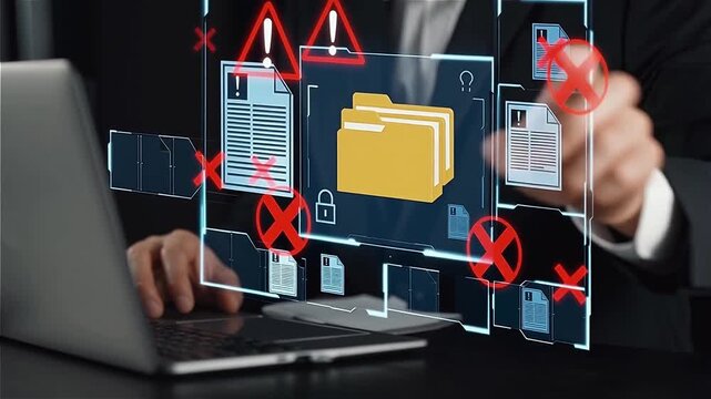 Cybersecurity Alert - Data Protection, Error Message, Digital Security, Computer System.


